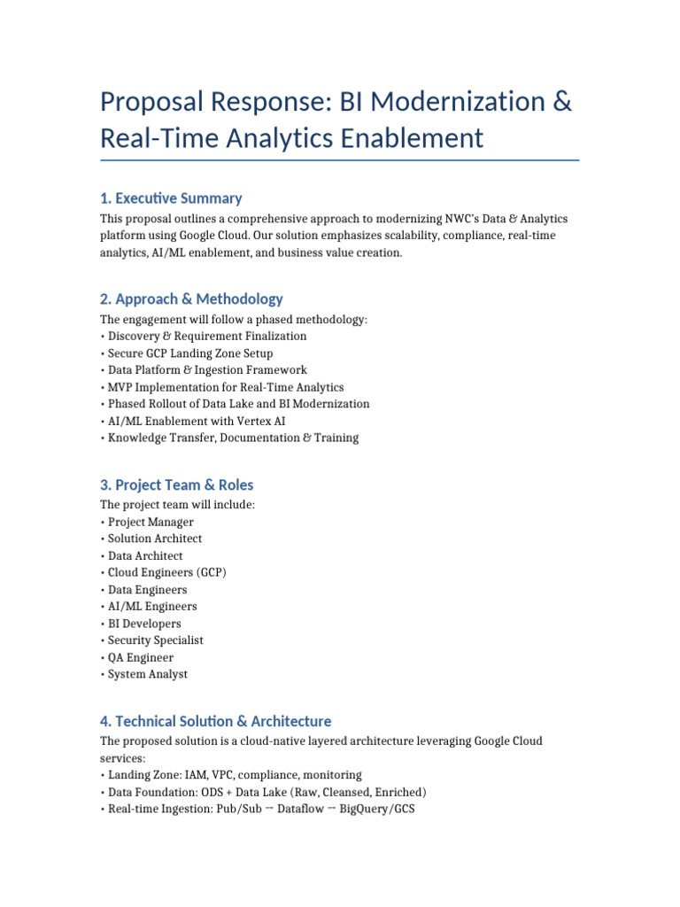 Proposal Response NWC With Costs | PDF | Cloud Computing | Computer Science