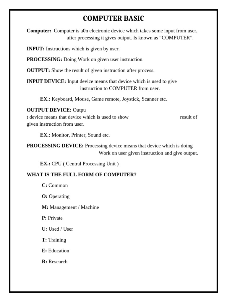 Computer Basic | PDF