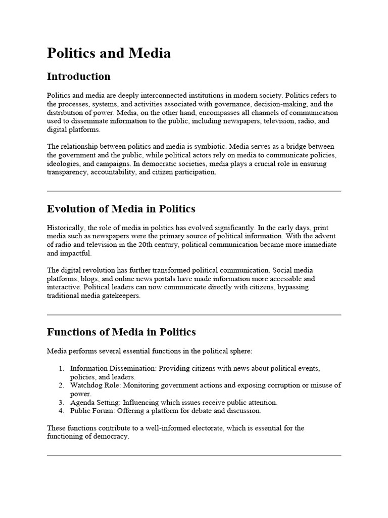 Politics and Media | PDF | Media Bias | Journalism