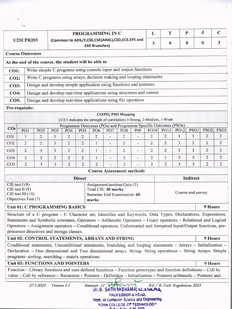 C Programming Syllabus-New | PDF