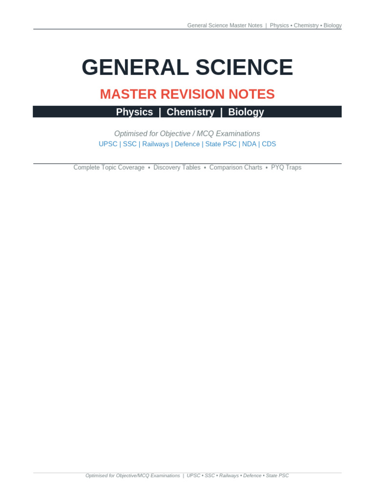 General Science Master Notes | PDF