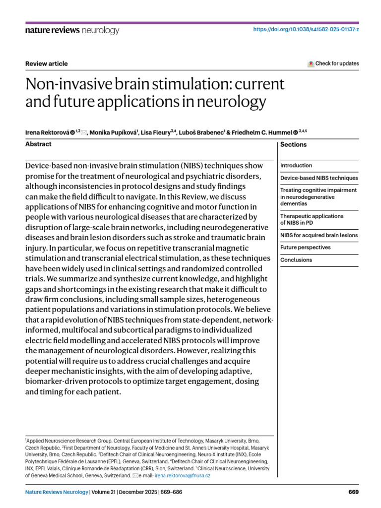 Non-Invasive Brain Stimulation - Current and Future Applications in ...