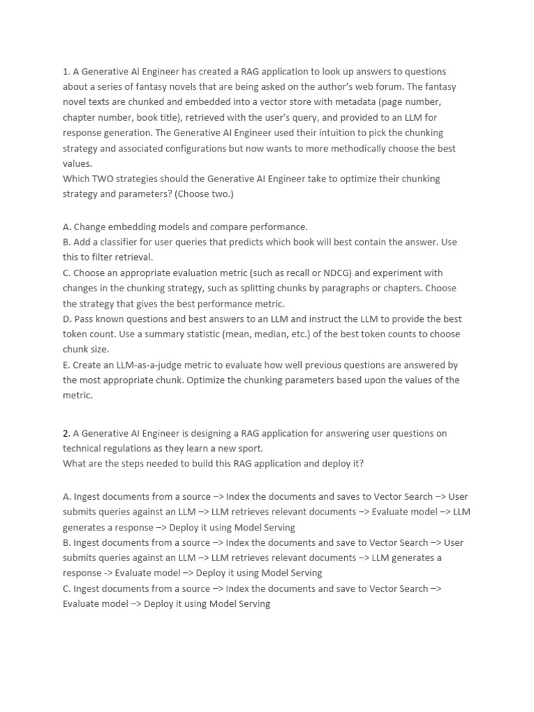 Esame Databricks Certified Generative AI Engineer Associate – Domande E Risposte, Materiale Studio