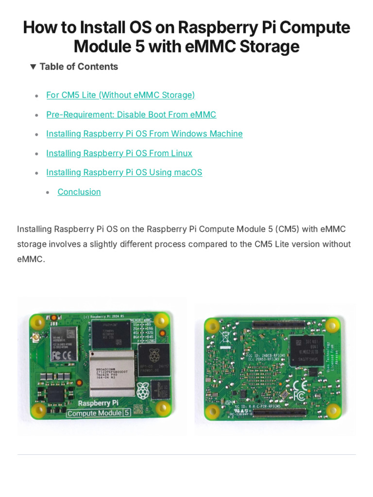 How To Install OS On Raspberry Pi Compute Module 5 With eMMC Storage ...
