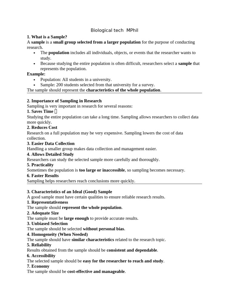 BIological Techniques (Mphill ZOOLOGY) | PDF | Sampling (Statistics ...