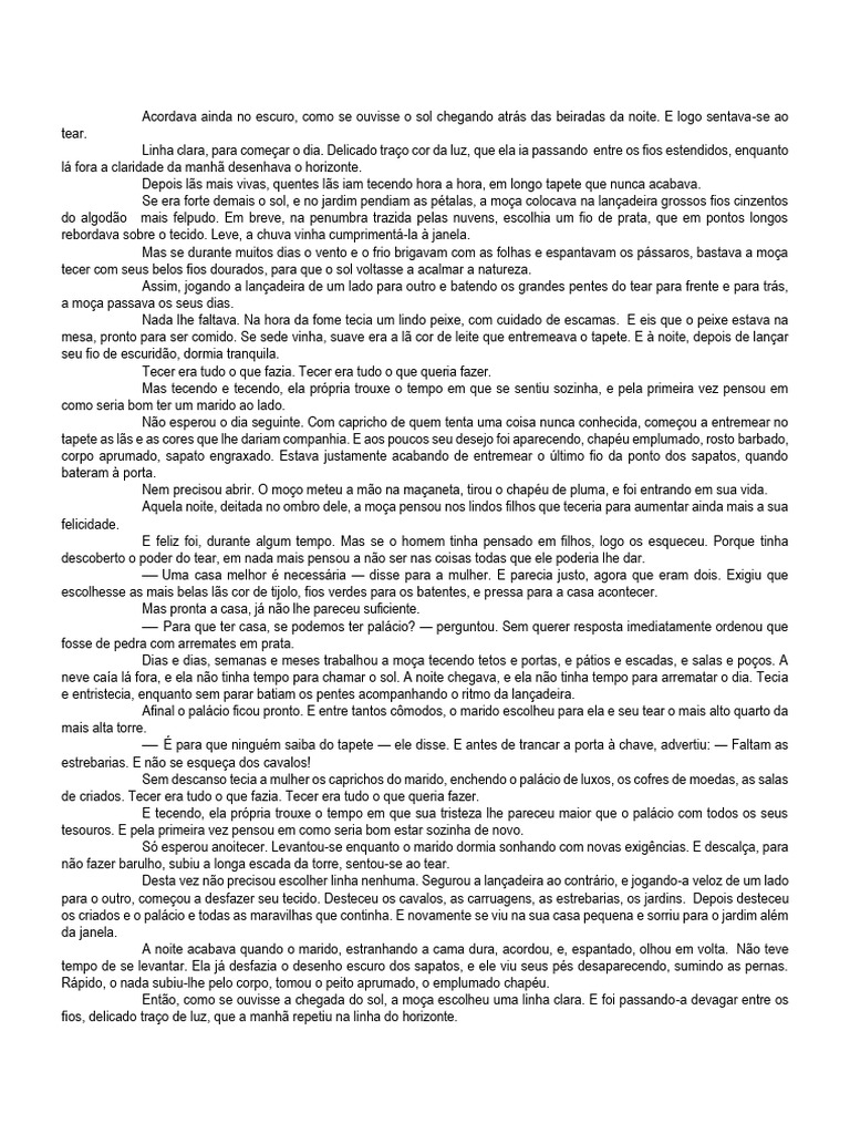 Exercícios sobre texto narrativo com gabarito | PDF | Tear | Bode