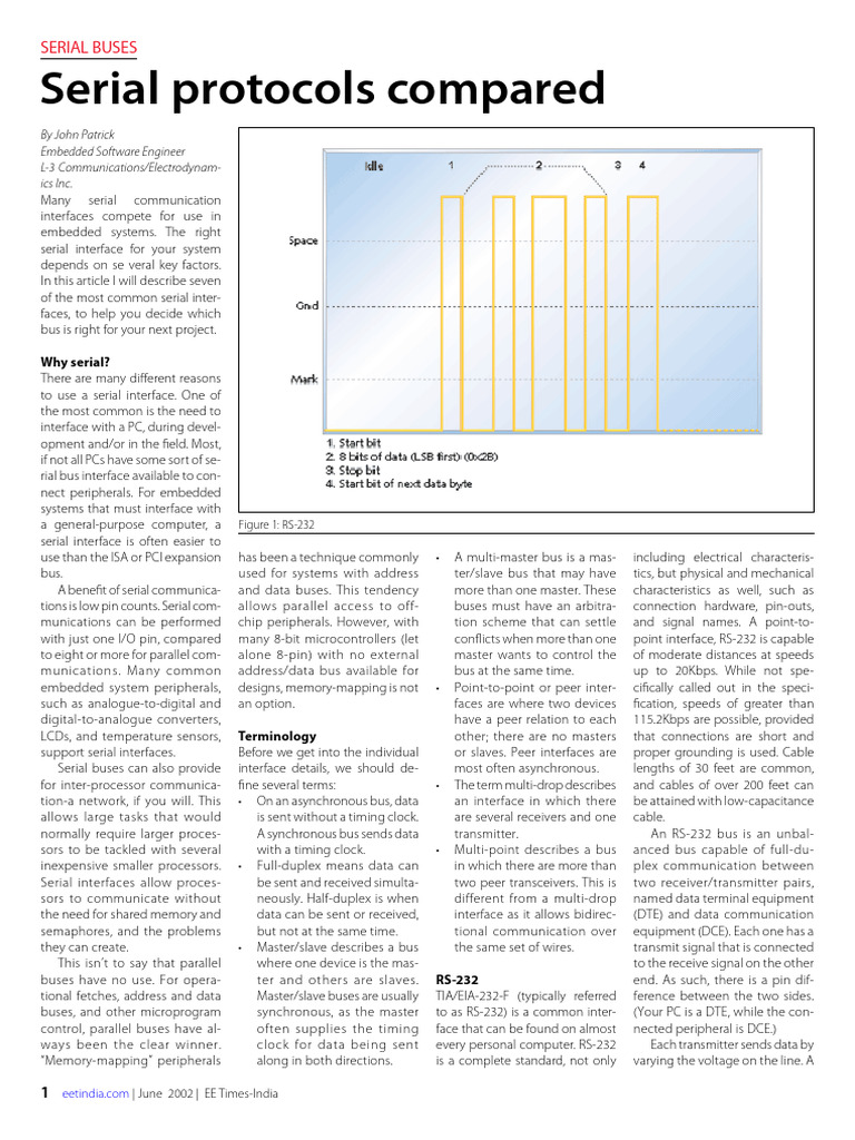 Serial Protocols Compared RS-232 I2C SPI | PDF | Information And ...