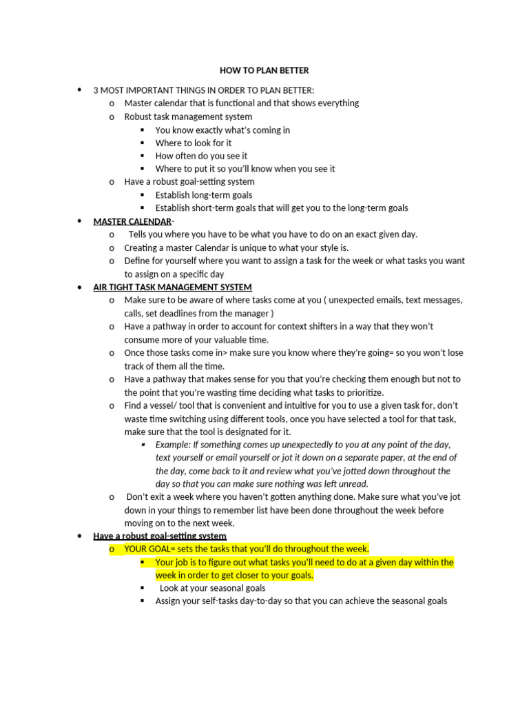 How To Plan Better | PDF | Goal Setting