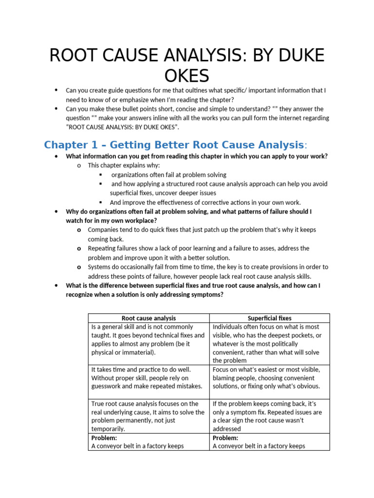 ROOT CAUSE ANALYSIS (Duke Okes) | PDF | Performance Indicator | Risk
