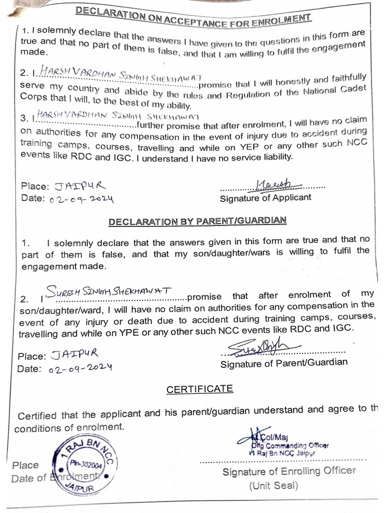 NCC Form | PDF