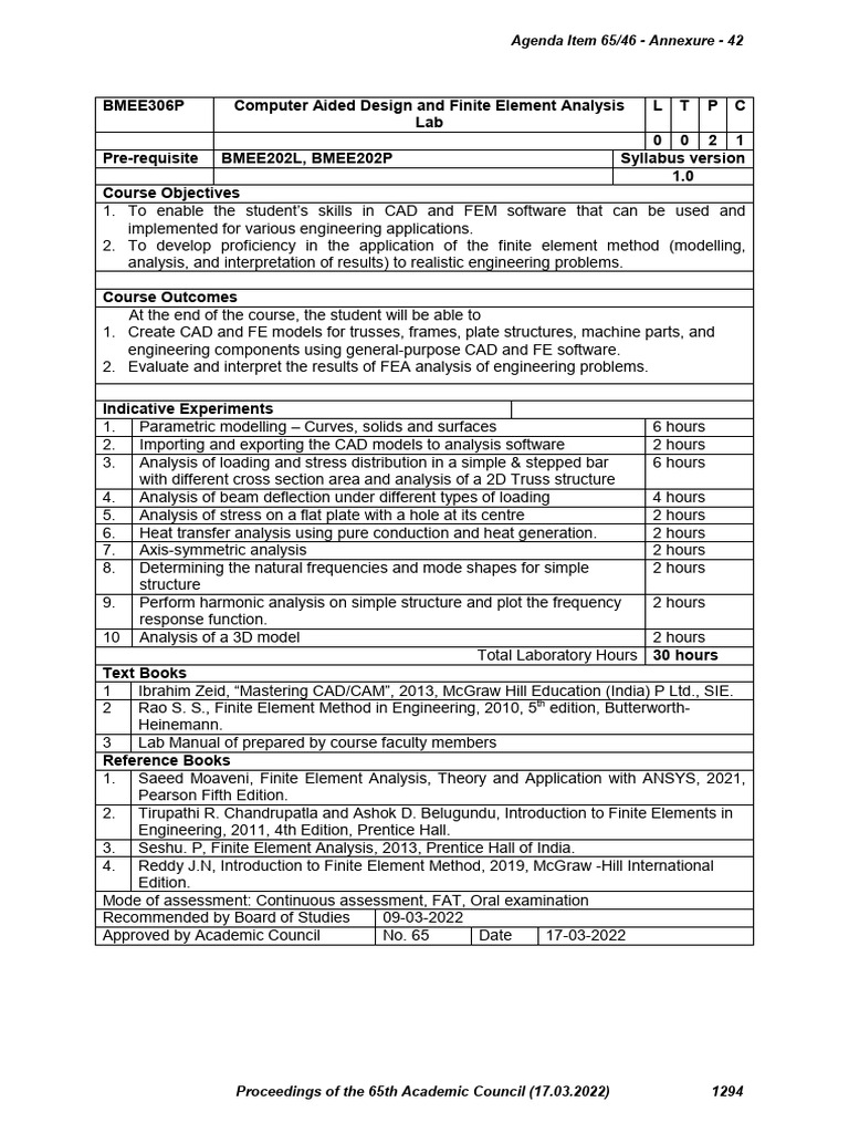 Computer Aided Design and Finite Element Analysis Lab | PDF | Finite ...
