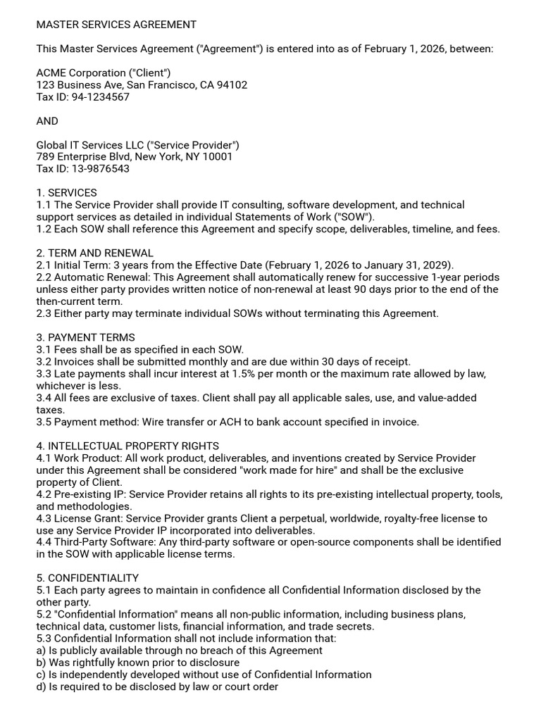 Msa Contract | PDF