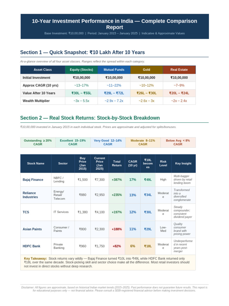 India Investment Comparison v2 | PDF | Investing | Stocks