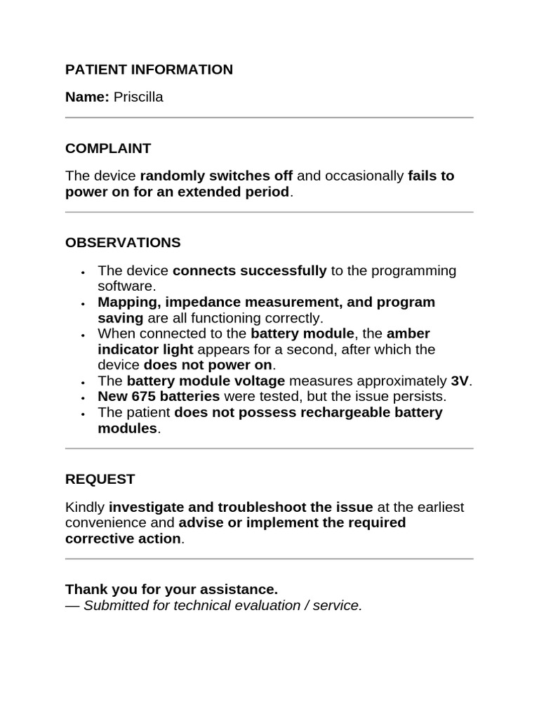 Priscilla Ci Repair Notes | PDF