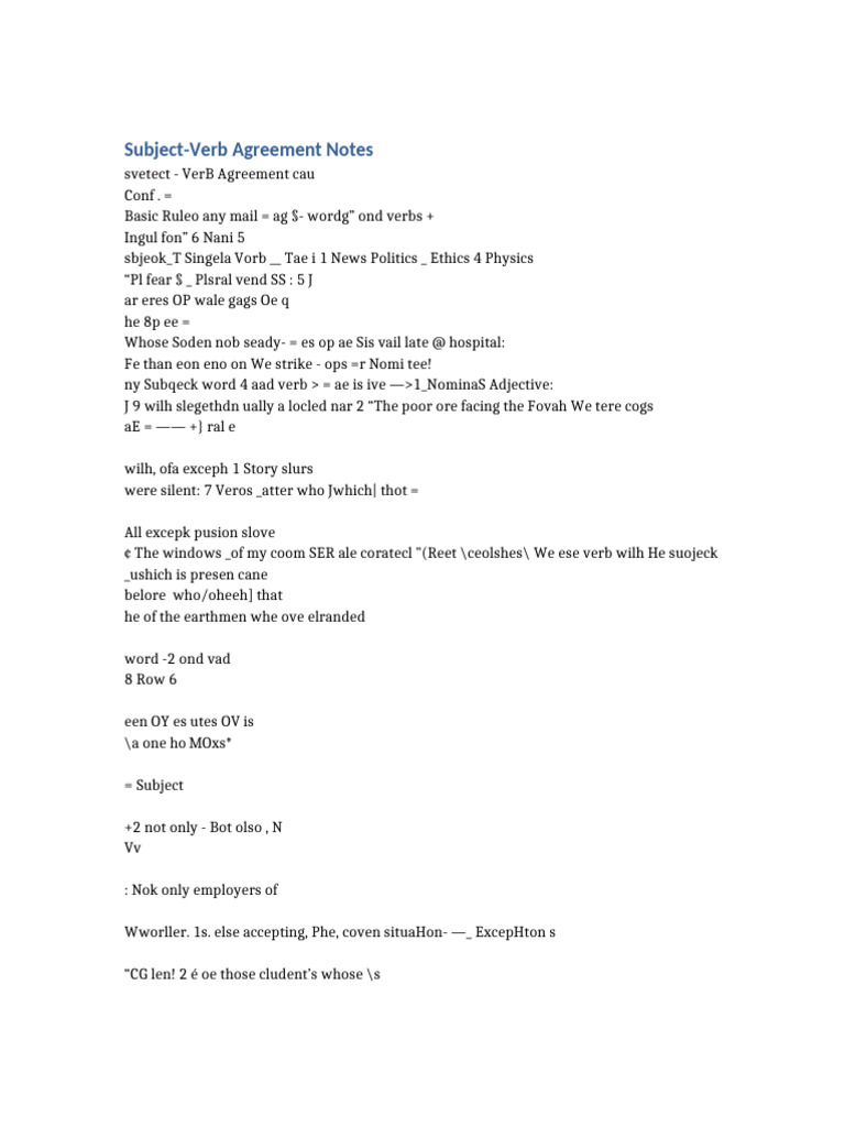 Subject Verb Agreement Notes | PDF