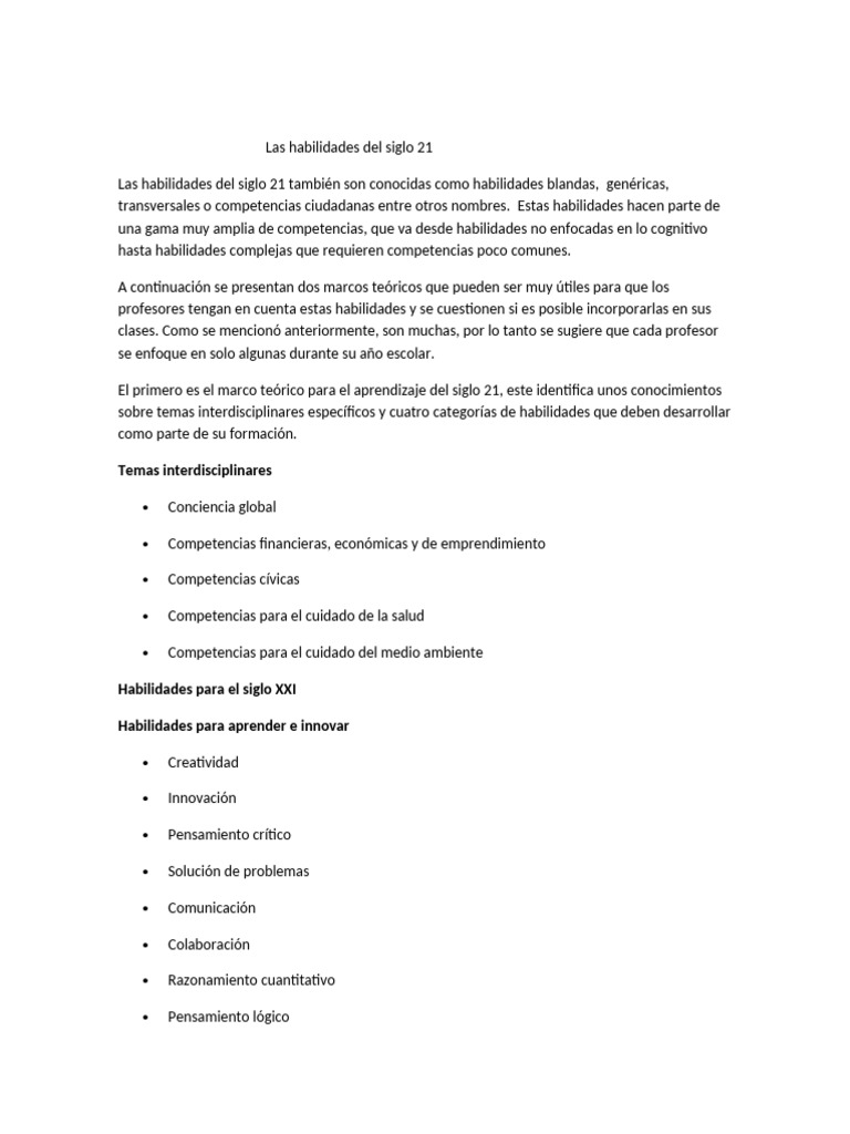 Las Habilidades Del Siglo 21 | PDF