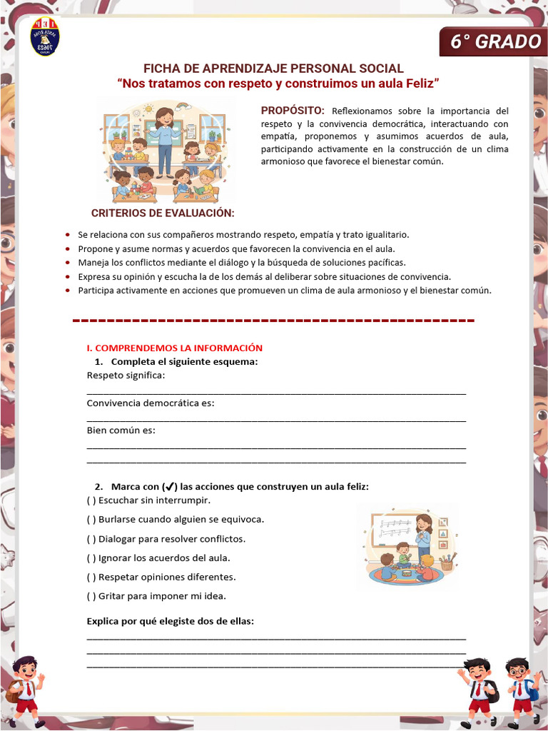 Ficha Personal Social Convivencia 26-03-26 | PDF | Salón de clases ...