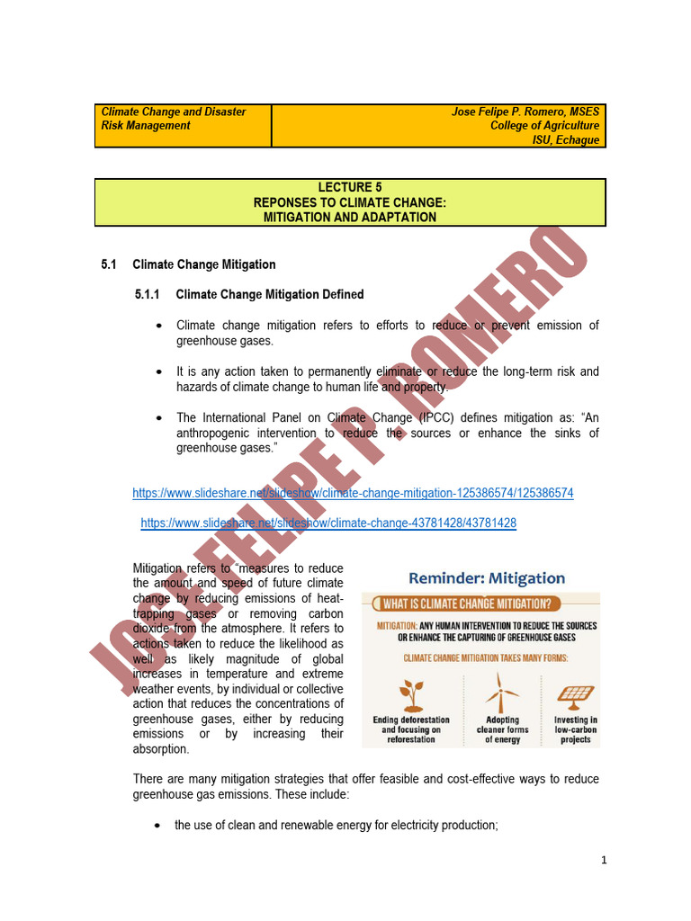 Module 5 Mitigation and Adaptation | PDF | Climate Change Mitigation ...