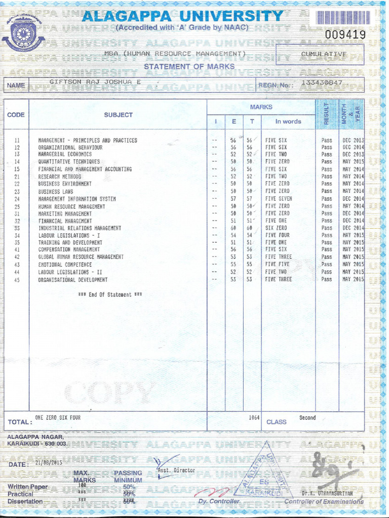 Mba HR Markstatement | PDF