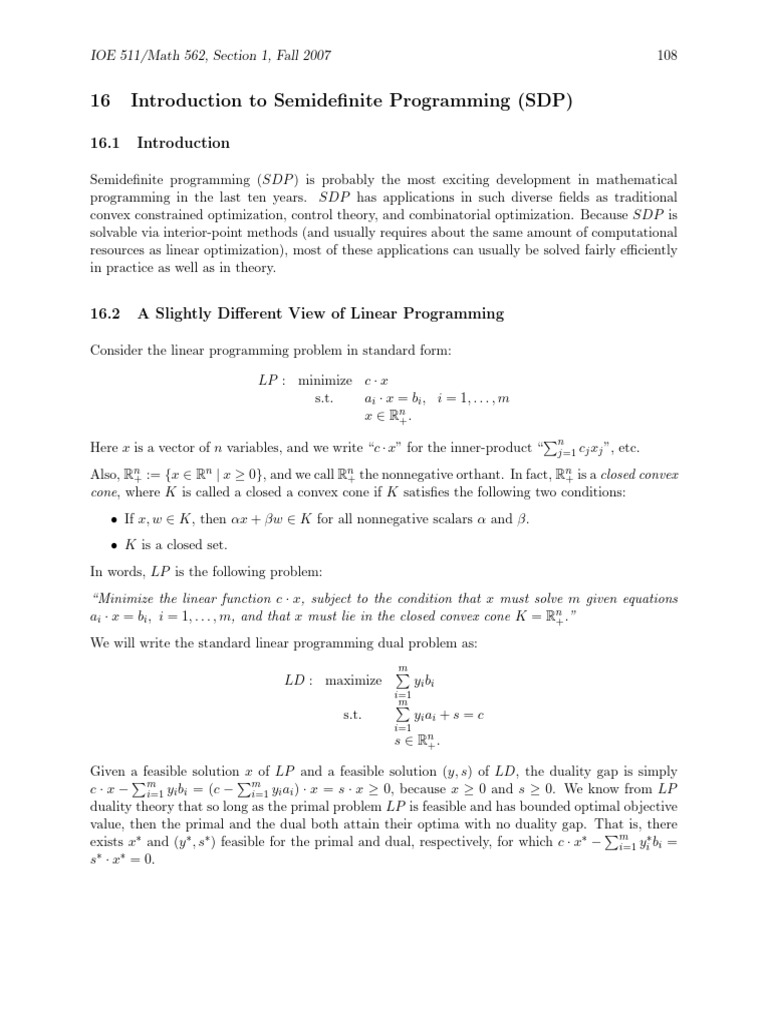 SDP Notes Marina Epelman UM | PDF