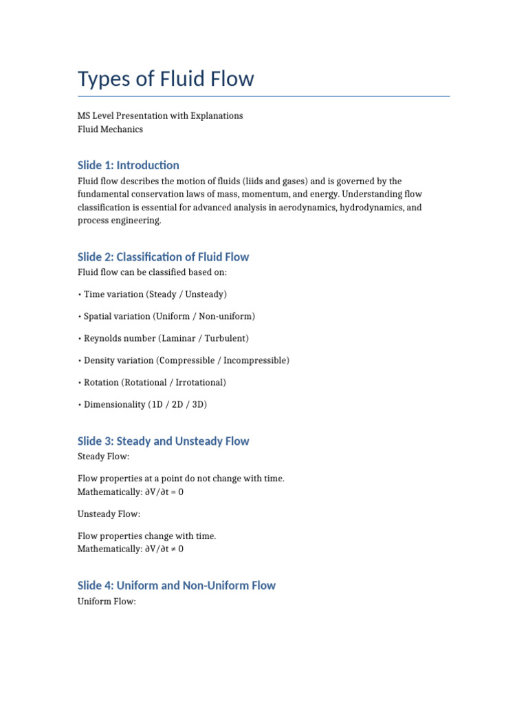 Types of Fluid Flow MS Presentation | PDF
