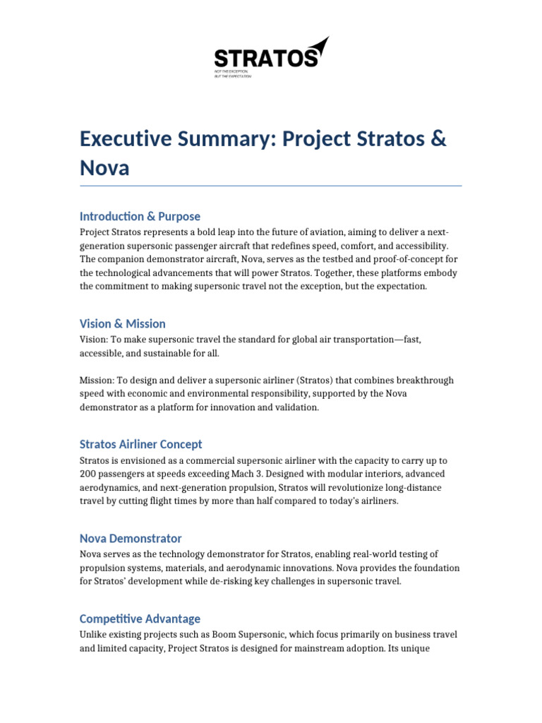 Project Stratos Executive Summary | PDF