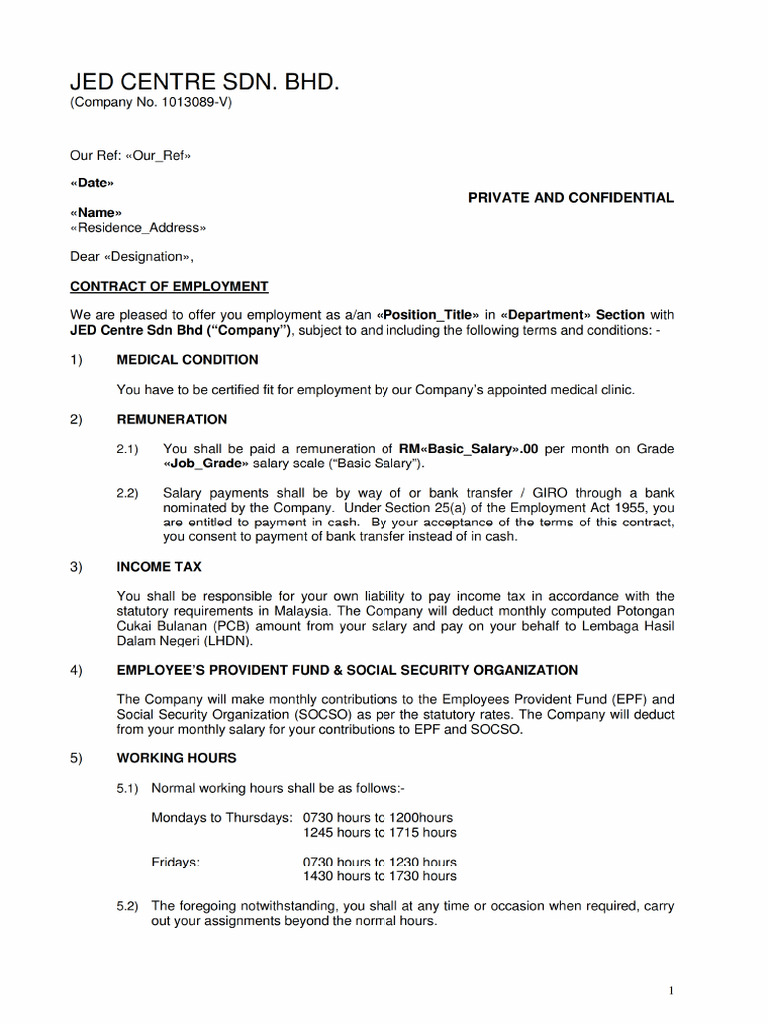 Sample Employment Contract (5W) | PDF