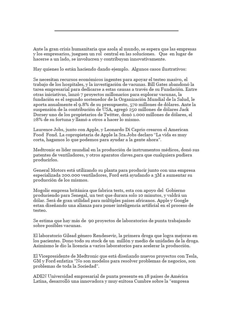 Que Se Espera de Las Empresas en La Pandemia Jam 062020 | PDF