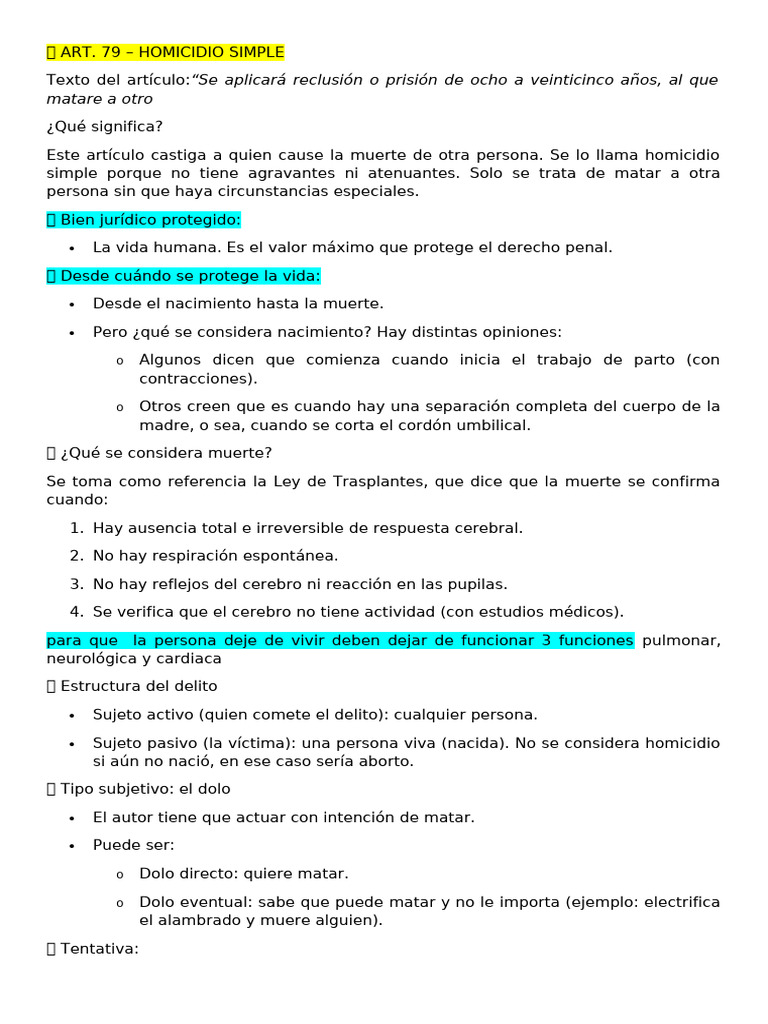 Art 79 80 81 | PDF | Homicidio | Intención (Derecho Penal)