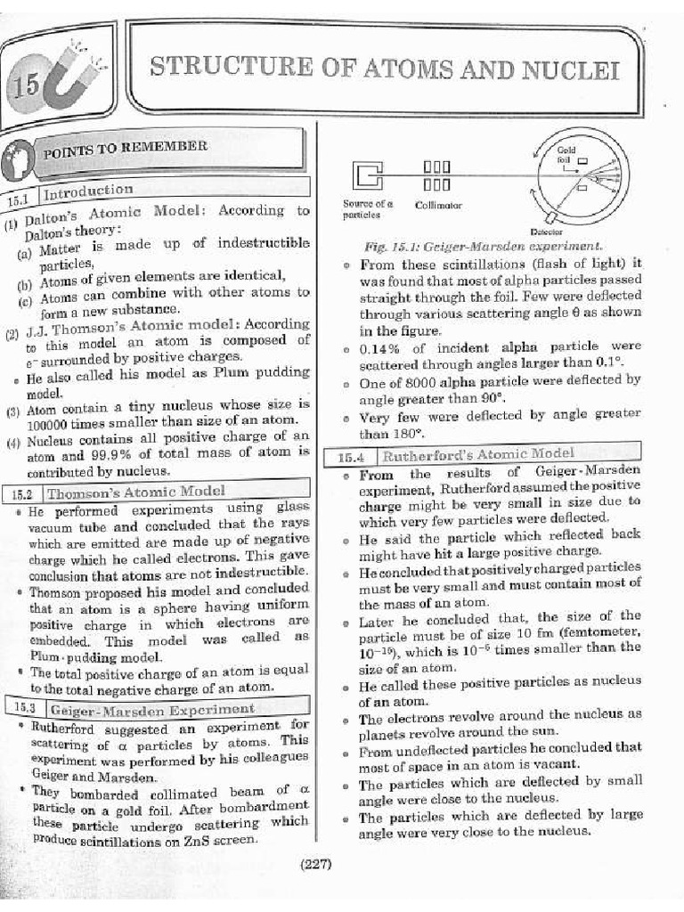 Structure of Atoms and Nuclei Notes - Compressed | PDF