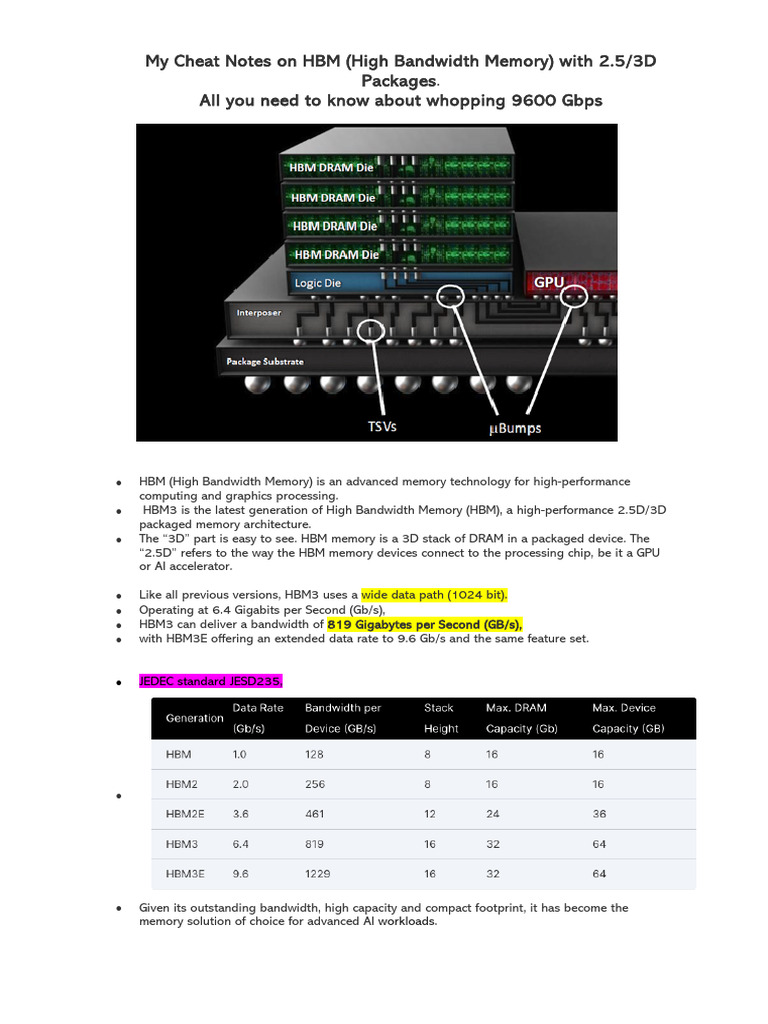 HBM High Bandwidth Memory | PDF | Integrated Circuit | Electronics