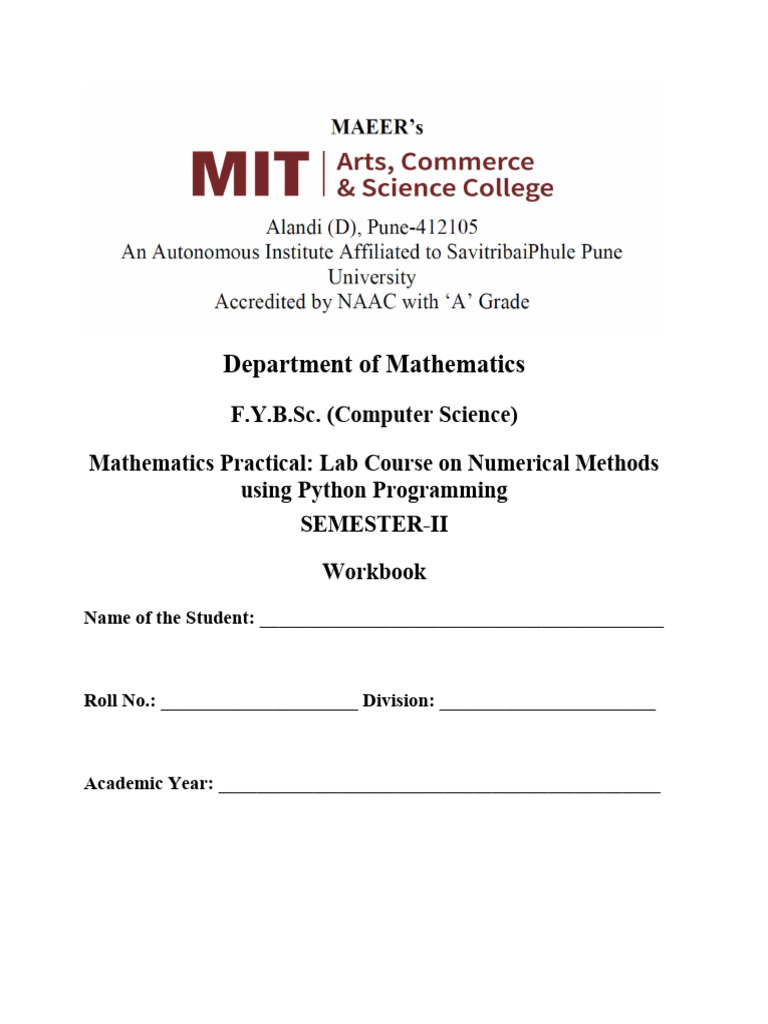 Updated Final Lab Workbook FYBSc (CS) NM SEM-II 2025-26 | PDF ...