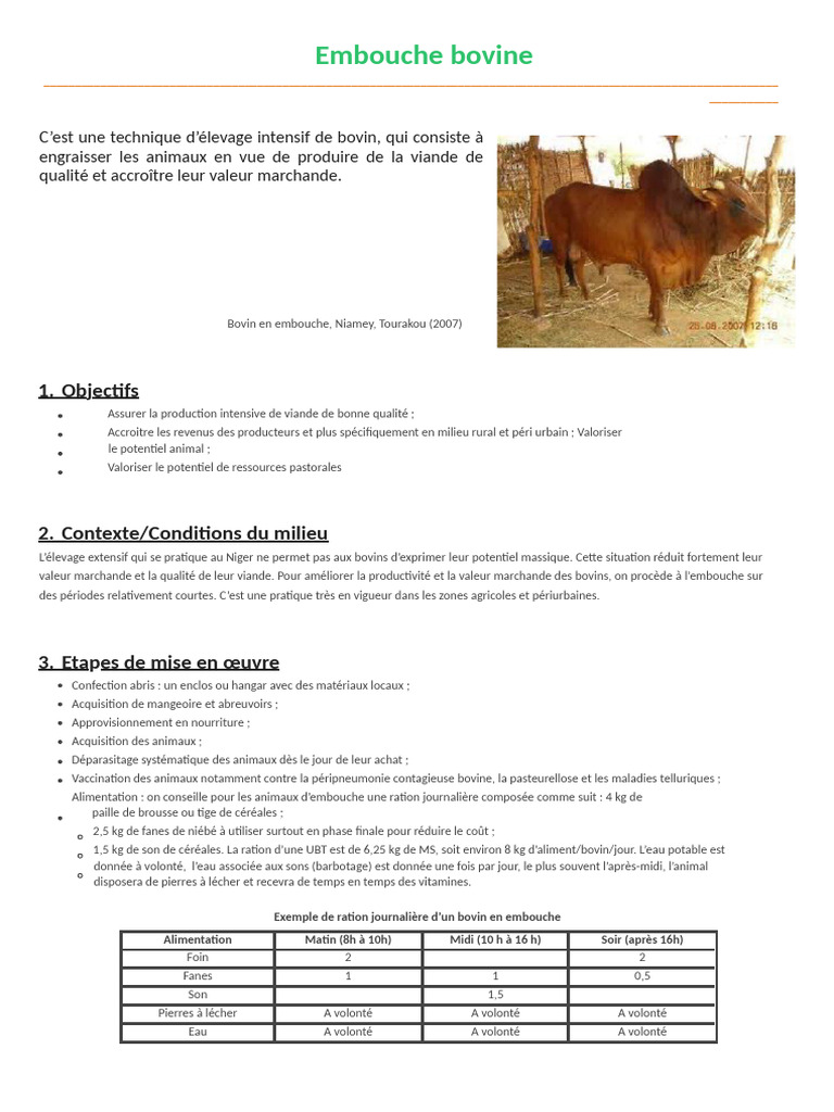 6.11. Embouche Bovine - Recueil de Fiches Techniques - Edition 2 | PDF ...