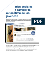 Las Redes Sociales Pueden Cambiar La Autoestima de Los Jóvenes