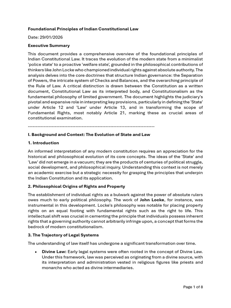 01 Foundational Principles of Indian Constitutional Law | PDF | Rule Of ...