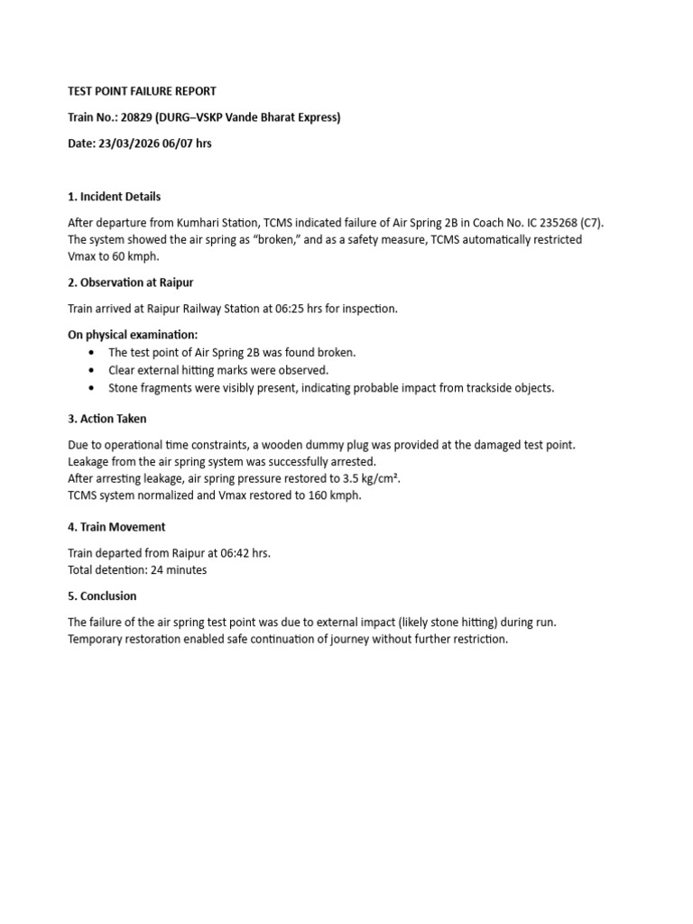 Test Point Failure Report | PDF