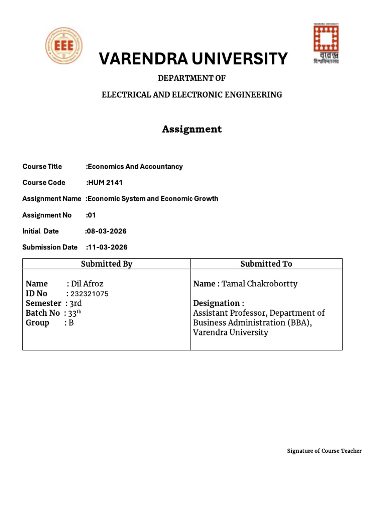 Economics Assignment Cover 2 | PDF