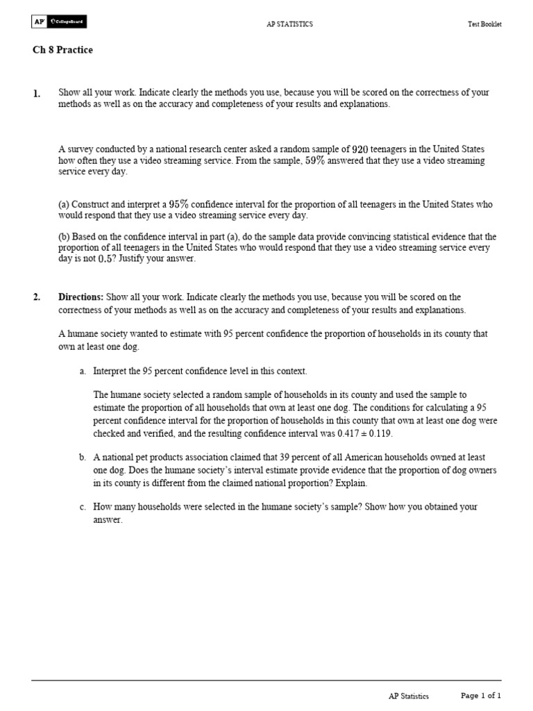 CH 8 AP Classroom Practice | PDF