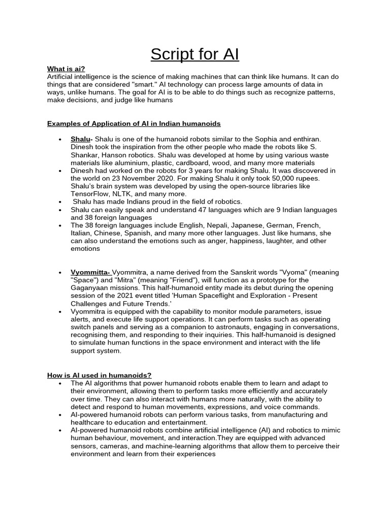 Script For AI | PDF | Artificial Intelligence | Intelligence (AI ...
