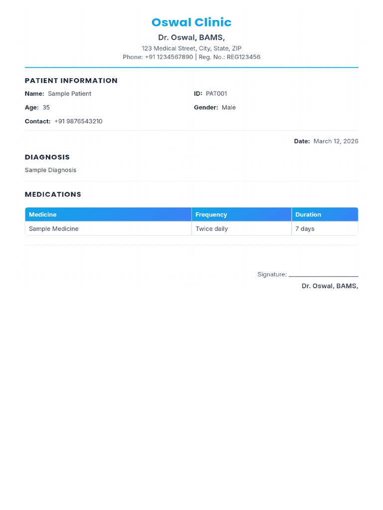 Prescription Sample Patient 1773282158899 | PDF