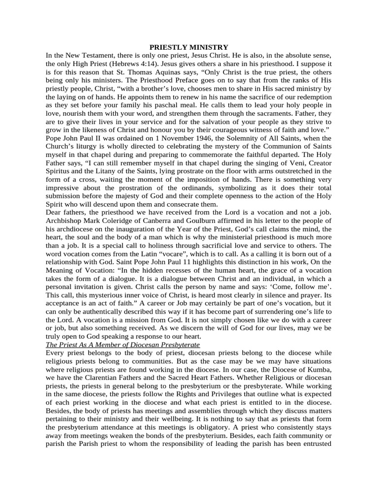 Priestly Ministry | PDF