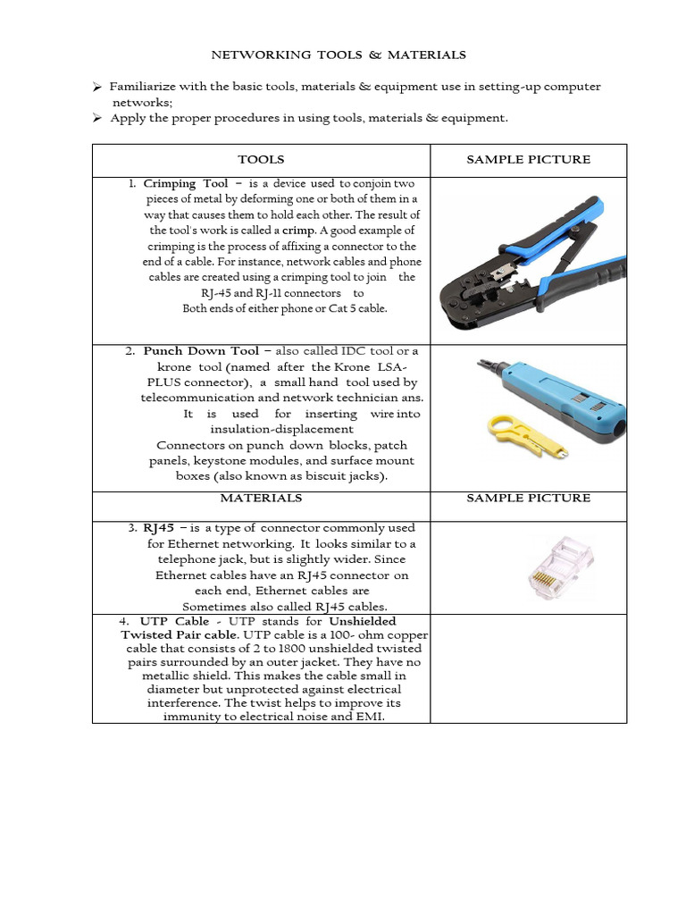 3.2networking Tools Materials A | PDF | Computer Network | Electrical ...