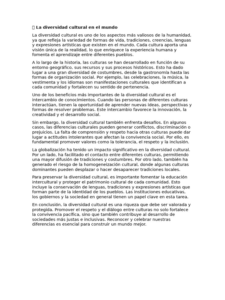 ? La Diversidad Cultural en El Mundo | PDF | Tradiciones | Sociedad
