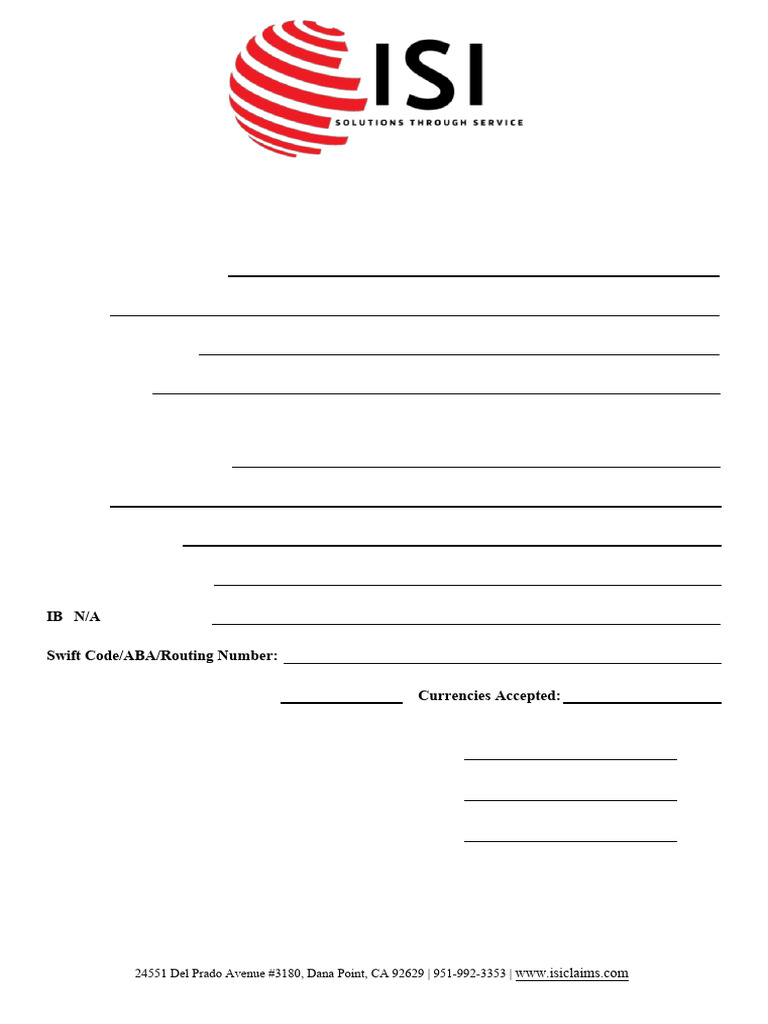 Bank Wire Information Sheet | PDF