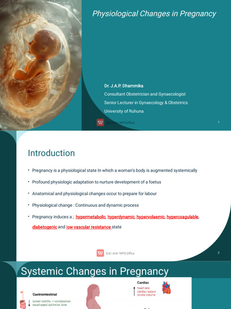 Physiological Changes in Pregnancy | PDF | Kidney | Heart