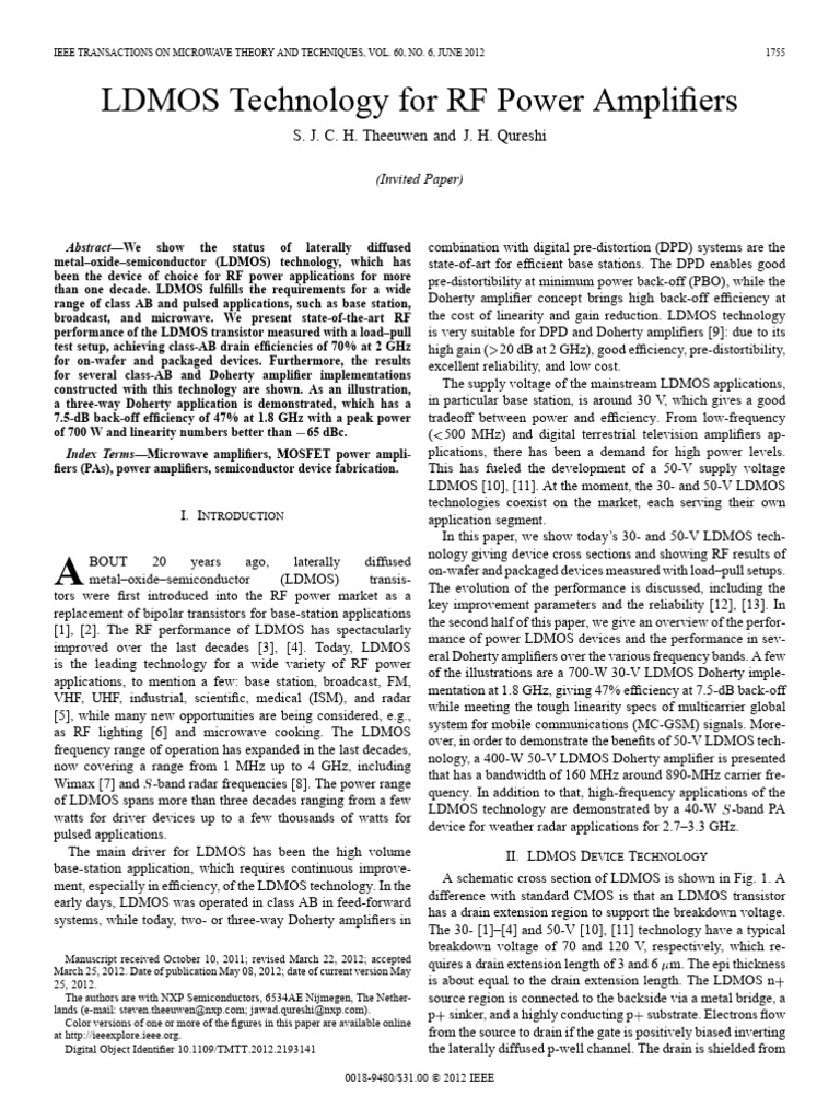 LD Mos Technology For RF Power Amplifiers | PDF