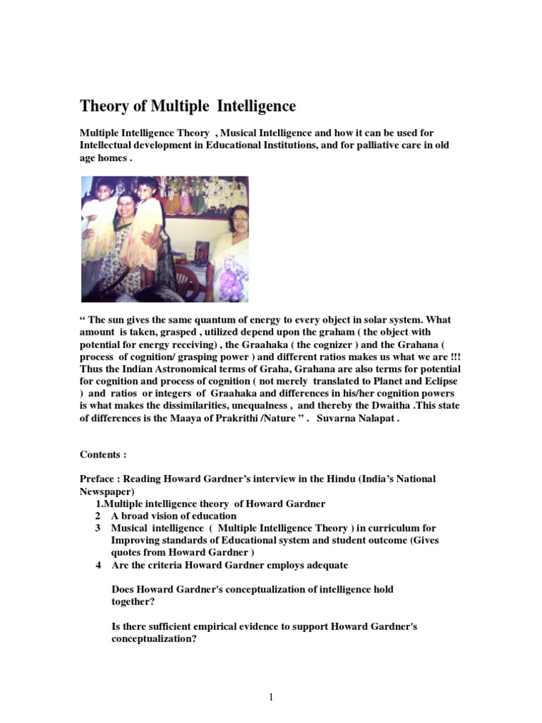 Theory of Multiple Intelligence, Musical Intelligence | PDF ...