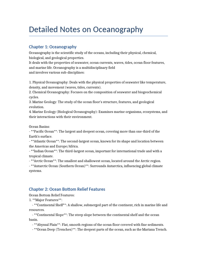 Oceanography Detailed Notes | PDF