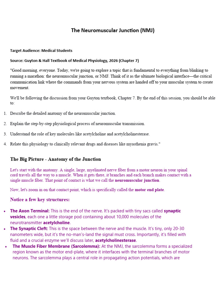 Script For Neuromuscular Junction | PDF