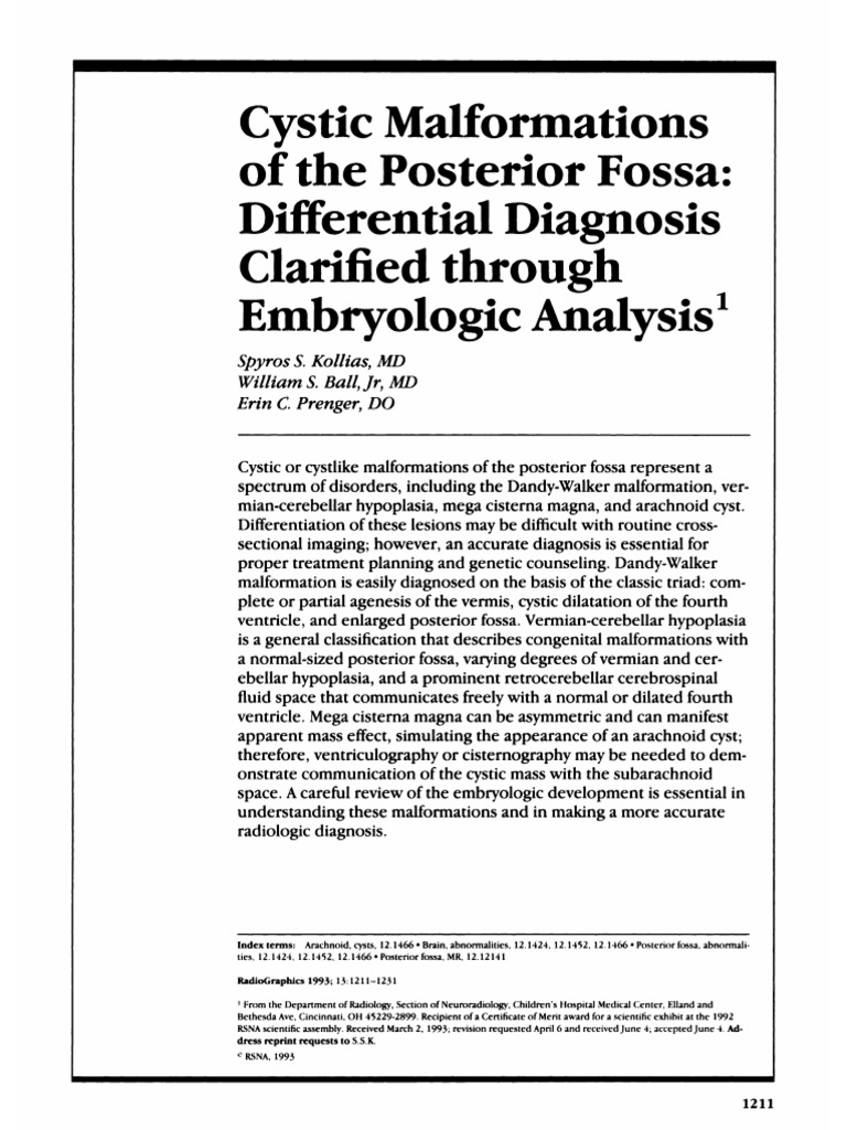 Kollias Et Al 1993 Cystic Malformations of The Posterior Fossa ...